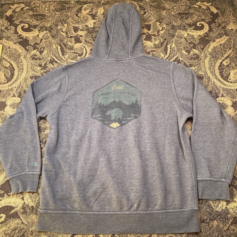 The North Face Pullover Gray Hoodie Great Smokey Mountain Mens Size XL